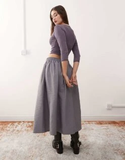 Reclaimed Vintage Unisex Nylon Skirt In Charcoal For Unisex -Fit Outfits Store 207070522 3