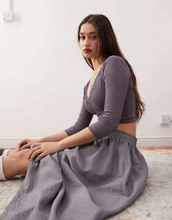 Reclaimed Vintage Unisex Nylon Skirt In Charcoal For Unisex -Fit Outfits Store 207070522 5