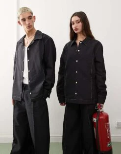 Reclaimed Vintage Unisex Co-ord In Black Nylon With Contrast Stitch -Fit Outfits Store 207070549 1 black