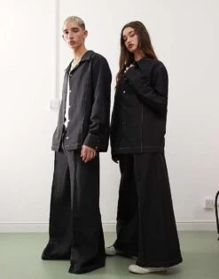 Reclaimed Vintage Unisex Co-ord In Black Nylon With Contrast Stitch