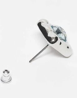 Reclaimed Vintage Unisex Square Set Studs With Blue Stone In Silver For Unisex -Fit Outfits Store 207093602 3