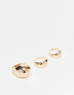 Reclaimed Vintage Unisex 3 Dome Ring Pack In Gold For Unisex