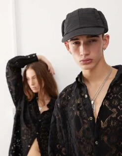 Reclaimed Vintage Unisex Long Sleeve Lace Shirt In Black For Unisex -Fit Outfits Store 207136502 3