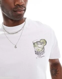 Reclaimed Vintage Cropped Boxy T-shirt With Mojito Cocktail Back Print In White For Men -Fit Outfits Store 207143026 3
