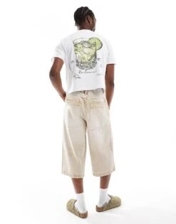 Reclaimed Vintage Cropped Boxy T-shirt With Mojito Cocktail Back Print In White For Men -Fit Outfits Store 207143026 4