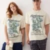 Reclaimed Vintage Unisex Oversized T Shirt With Plant Print In Ecru For Unisex
