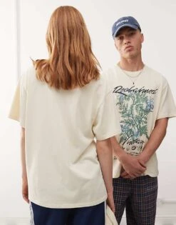 Reclaimed Vintage Unisex Oversized T Shirt With Plant Print In Ecru For Unisex -Fit Outfits Store 207152456 4