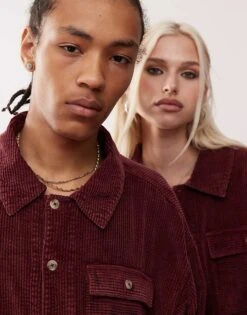 Reclaimed Vintage Unisex Cord Shacket In Burgundy For Unisex -Fit Outfits Store 207167154 3