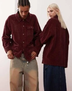 Reclaimed Vintage Unisex Cord Shacket In Burgundy For Unisex -Fit Outfits Store 207167154 4