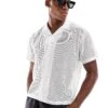 Reclaimed Vintage Cropped Boxy Shirt In Crochet For Men Beige -Fit Outfits Store 207168589 1 beige