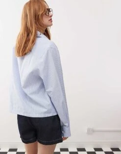 Reclaimed Vintage Unisex Oversized Boxy Shirt With Pocket Detail In Blue Pinstripe For Unisex Multi -Fit Outfits Store 207194623 4