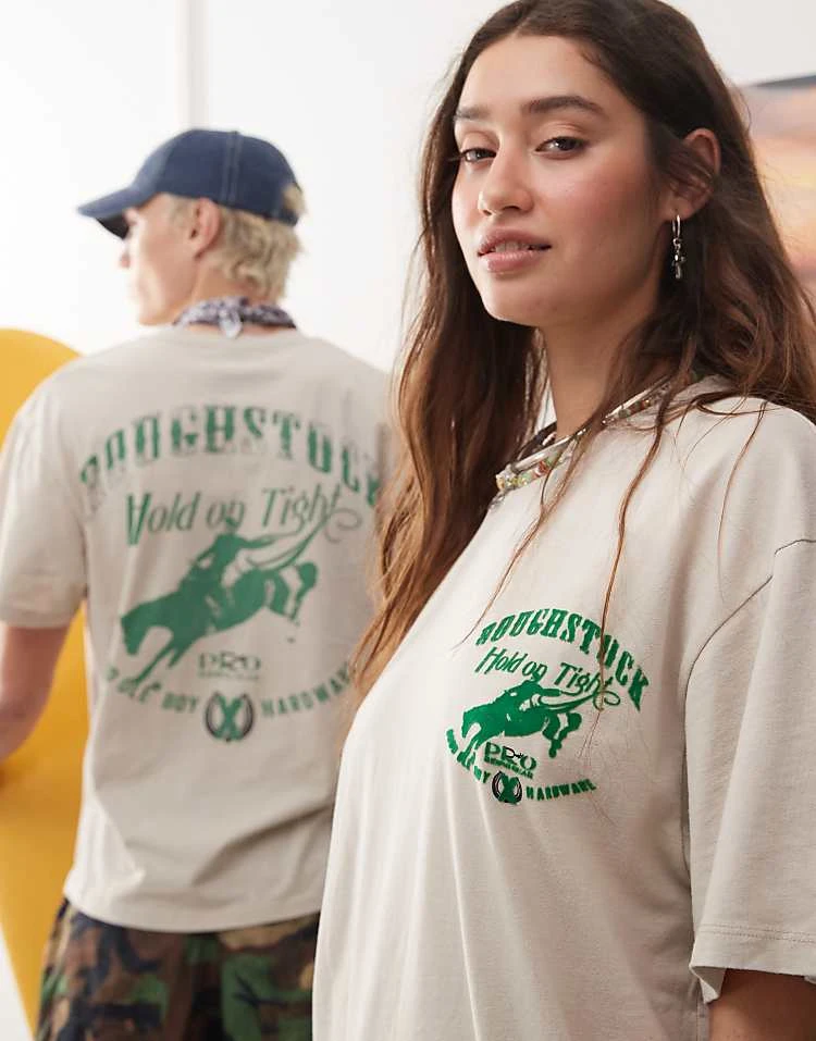 Reclaimed Vintage X Outer Banks Unisex Hold Tight Rodeo Graphic T-shirt In Washed Stone For Unisex 6 Reclaimed Vintage X Outer Banks Unisex Hold Tight Rodeo Graphic T-shirt In Washed Stone For Unisex - Image 4