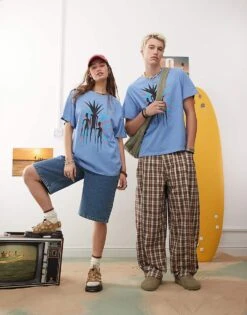 Reclaimed Vintage X Outer Banks Unisex T-shirt With Graphic In Washed Blue For Unisex -Fit Outfits Store 207250279 2