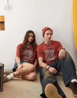 Reclaimed Vintage X Outer Banks Unisex Surfing Rots Your Brain T-shirt In Washed Red For Unisex -Fit Outfits Store 207250291 4