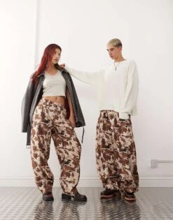Reclaimed Vintage Unisex Cow Print Barrel Leg Trouser For Unisex -Fit Outfits Store 207274985 1 cowprint 1