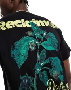 Reclaimed Vintage Cropped Boxy T Shirt With Plant Print In Black For Men -Fit Outfits Store 207289092 4