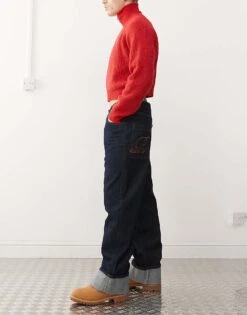 Reclaimed Vintage Unisex Baggy Jeans With Turn Up Hem In Raw Indigo Blue Denim For Unisex -Fit Outfits Store 207336928 3