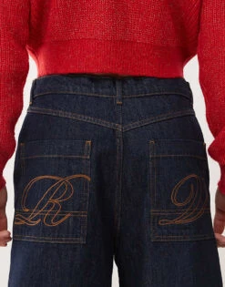 Reclaimed Vintage Unisex Baggy Jeans With Turn Up Hem In Raw Indigo Blue Denim For Unisex -Fit Outfits Store 207336928 4