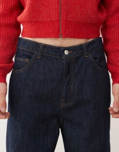 Reclaimed Vintage Unisex Baggy Jeans With Turn Up Hem In Raw Indigo Blue Denim For Unisex -Fit Outfits Store 207336928 5