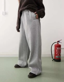 Reclaimed Vintage Unisex Wide Leg Joggers In Grey Marl For Unisex -Fit Outfits Store 207340313 3