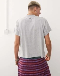 Reclaimed Vintage Slim Crop Boxy T-shirt In Grey For Men -Fit Outfits Store 207404778 4