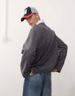 Reclaimed Vintage Unisex Oversized Skater Long Sleeve T-shirt In Washed Charcoal For Unisex -Fit Outfits Store 207404819 3