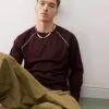 Reclaimed Vintage Long Sleeve T-shirt With Contrast Stitch In Burgundy For Men -Fit Outfits Store 207414783 1 burgundy