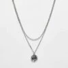Reclaimed Vintage Unisex 2 Row Necklace With Pendant In Silver For Unisex