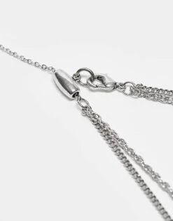 Reclaimed Vintage Unisex 2 Row Necklace With Pendant In Silver For Unisex -Fit Outfits Store 207438376 3