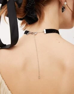 Reclaimed Vintage Unisex Star Pendant On Black Velvet For Unisex Silver -Fit Outfits Store 207438391 3