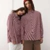 Reclaimed Vintage Unisex Oversized Shirt In Burgundy Stripe For Unisex -Fit Outfits Store 207438415 1 burgundy