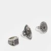 Reclaimed Vintage Unisex Ring 3 Pack With Faux Stones In Silver For Unisex -Fit Outfits Store 207438755 1 silver
