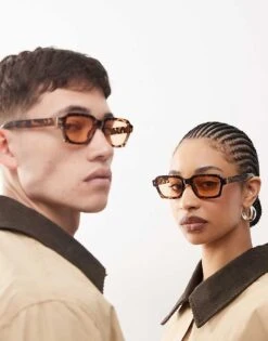 Reclaimed Vintage Unisex 70s Square Sunglasses In Tort For Unisex Tortoiseshell -Fit Outfits Store 207475218 3