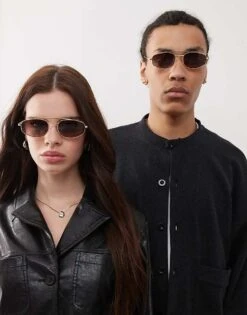 Reclaimed Vintage Unisex 90s Wire Gold Sunglasses For Unisex -Fit Outfits Store 207475230 1 gold 1