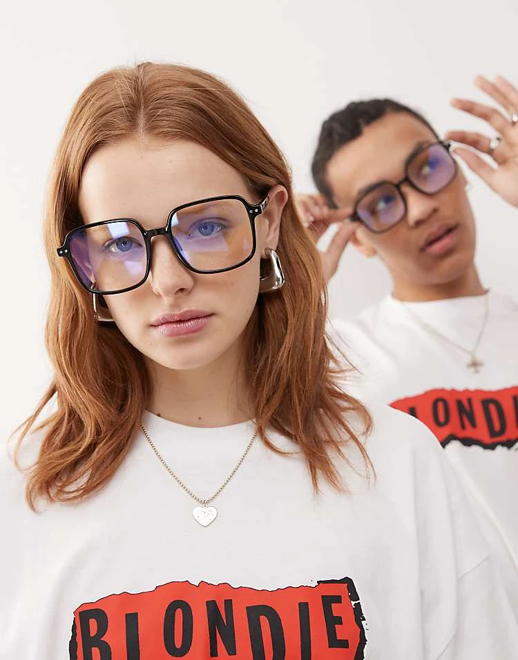 Reclaimed Vintage Unisex Oversized 70s Blue Light Glasses In Black For Unisex 3 Reclaimed Vintage Unisex Oversized 70s Blue Light Glasses In Black For Unisex