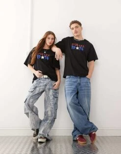 Reclaimed Vintage Unisex Oversized T-shirt With Varsity Logo In Black For Unisex -Fit Outfits Store 207531785 4