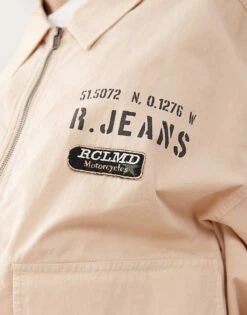 Reclaimed Vintage Unisex Zip Up Utility Bomber Jacket In Stone For Unisex -Fit Outfits Store 207551378 4