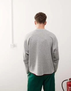 Reclaimed Vintage Cropped Boxy Loopback Sweatshirt In Grey Marl For Men -Fit Outfits Store 207599207 4