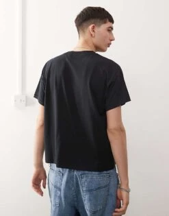 Reclaimed Vintage Slim Cropped Boxy T Shirt In Black For Men -Fit Outfits Store 207603552 4