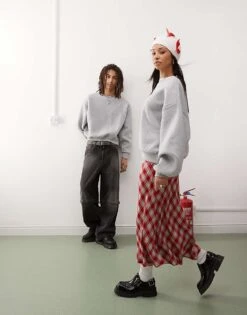 Reclaimed Vintage Unisex Heavyweight Oversized Boxy Sweatshirt In Grey Marl For Unisex -Fit Outfits Store 207622614 1 grey 1