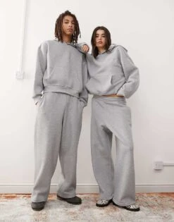 Reclaimed Vintage Unisex Heavyweight Boxy Co-ord In Grey Marl -Fit Outfits Store 207622741 1 grey 1