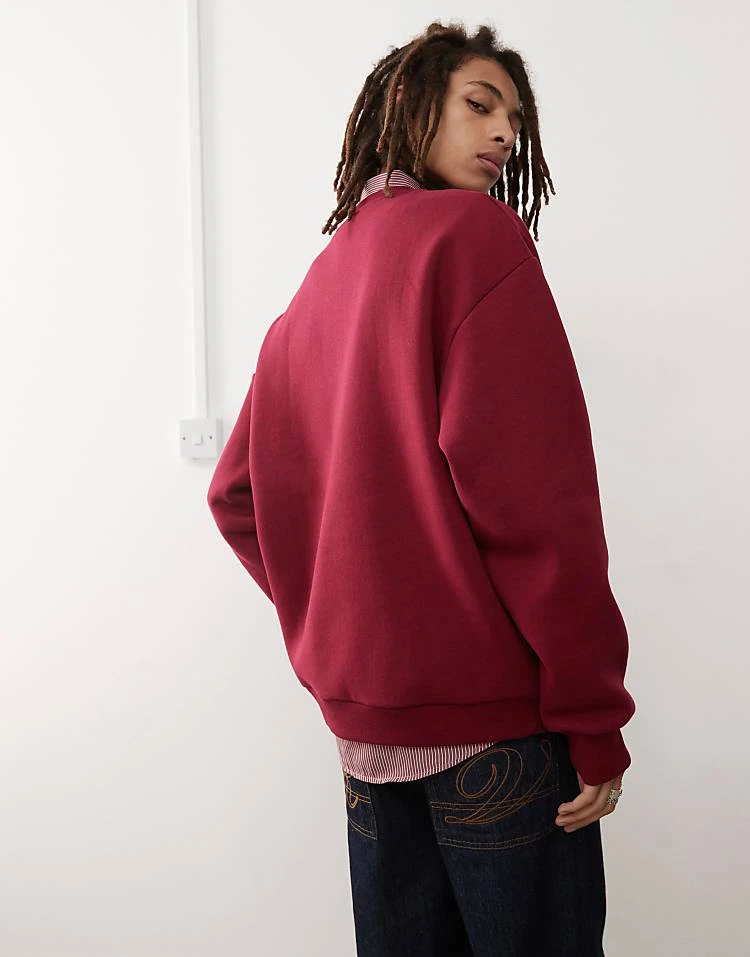 Reclaimed Vintage Unisex Oversized Sweat With Logo In Burgundy For Unisex 6 Reclaimed Vintage Unisex Oversized Sweat With Logo In Burgundy For Unisex - Image 4