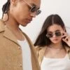 Reclaimed Vintage Unisex 90s Square Wire Sunglasses In Gold For Unisex