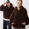 Reclaimed Vintage Unisex Hoodie In Chocolate Brown Borg For Unisex -Fit Outfits Store 207687877 1 brown