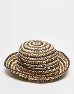 Reclaimed Vintage Unisex Crochet Bucket Hat In Brown And Cream For Unisex Multi -Fit Outfits Store 207706867 1 multi 1