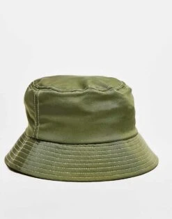 Reclaimed Vintage Unisex Nylon Logo Bucket Hat In Khaki For Unisex -Fit Outfits Store 207706934 3