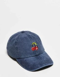 Reclaimed Vintage Unisex Cap With Cherry In Washed Navy For Unisex -Fit Outfits Store 207706941 1 navy 1