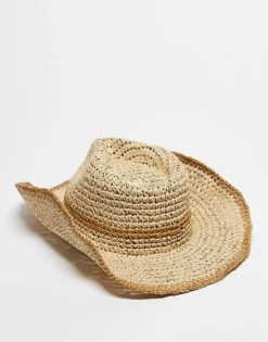 Reclaimed Vintage Unisex Straw Cowboy Hat In Beige And Brown For Unisex Neutral -Fit Outfits Store 207706988 1 neutral 1