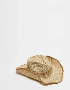 Reclaimed Vintage Unisex Straw Cowboy Hat In Beige And Brown For Unisex Neutral -Fit Outfits Store 207706988 3