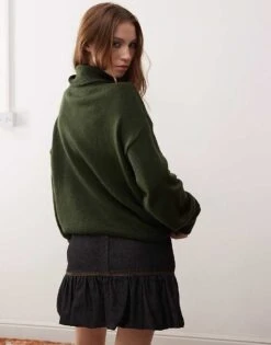 Reclaimed Vintage Unisex Quarter Zip Jumper In Green For Unisex -Fit Outfits Store 207707058 4